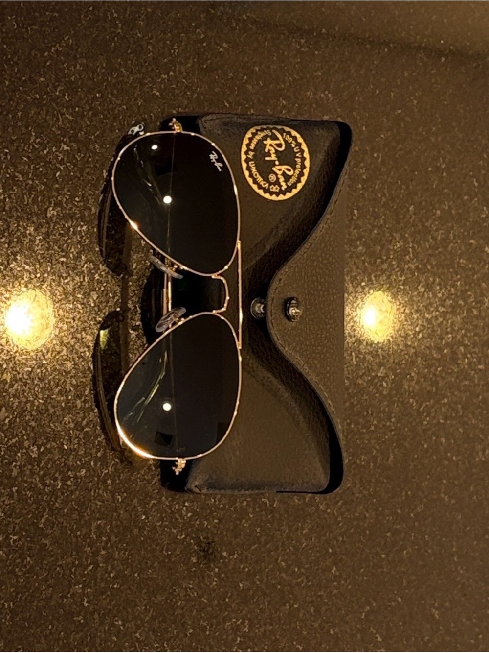 Ray-Ban Black Aviator Sunglasses with Black Case